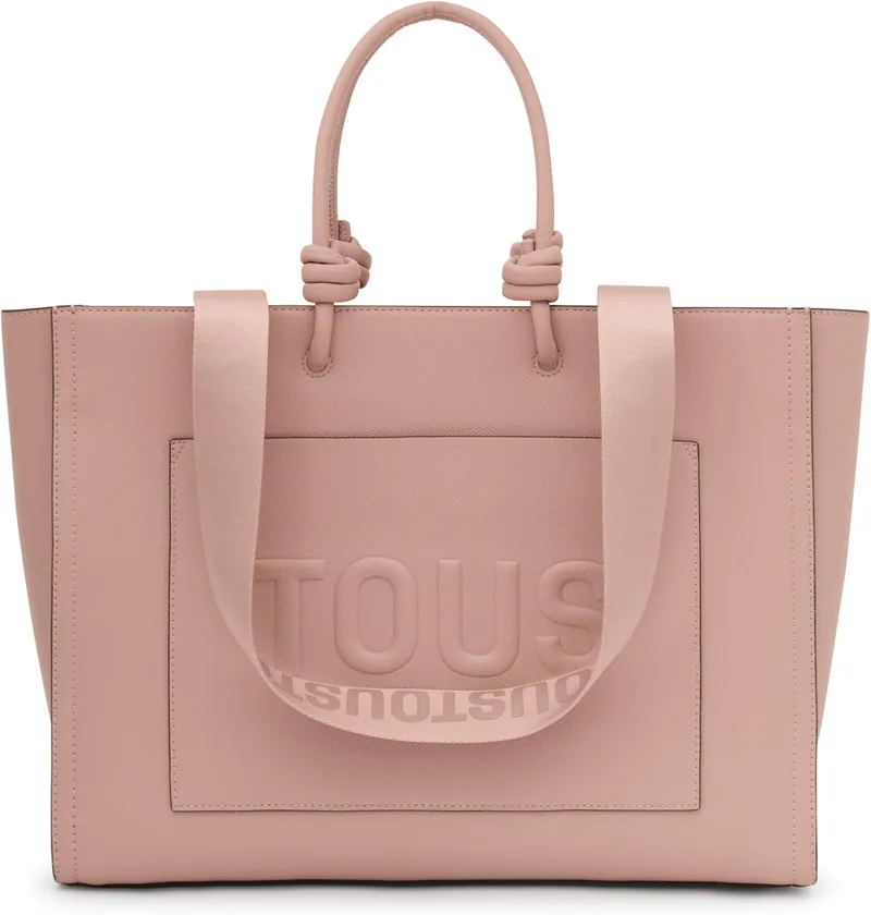 TOUS ▫️ Saco de compras Grande Amaya Topo, para mulher, dimensões 30 x 40 x 17 cm, coleção La Rue New
