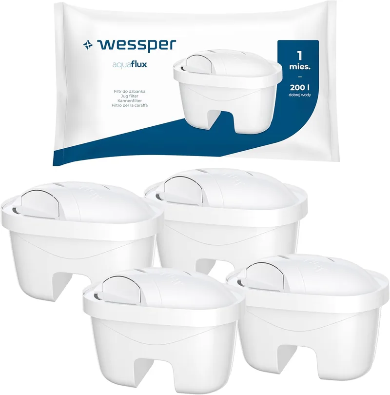 Wessper ▫️ Filtro de água Filtros para jarros de água, Cartuchos com carvão ativo, Compatível com jarros Brita, Laica, Dafi e - 4 peças