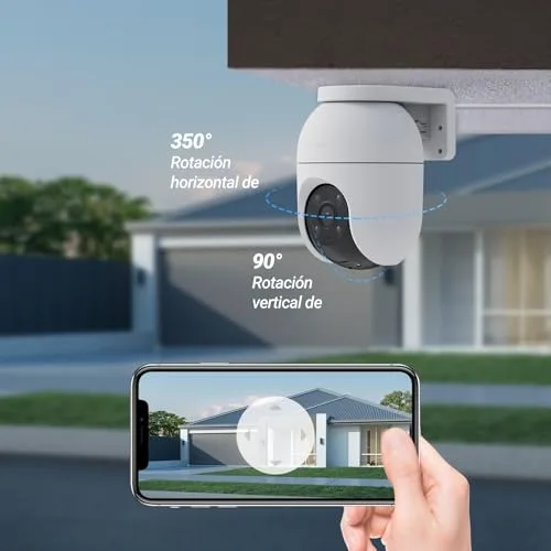 EZVIZ ▫️ Câmara de vigilância Wi-Fi exterior 360°, 3K, visão noturna a cores, deteção de pessoas/veículos por IA, acompanhamento com zoom automático, áudio bidirecional, sirene, compatível com Alexa/Google, C8c 5 MP 3