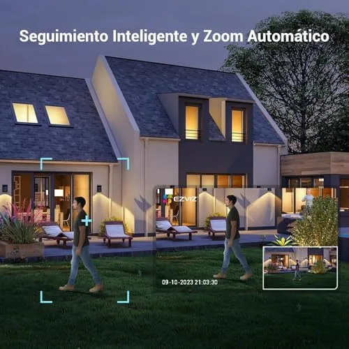 EZVIZ ▫️ Câmara de vigilância Wi-Fi exterior 360°, 3K, visão noturna a cores, deteção de pessoas/veículos por IA, acompanhamento com zoom automático, áudio bidirecional, sirene, compatível com Alexa/Google, C8c 5 MP 4