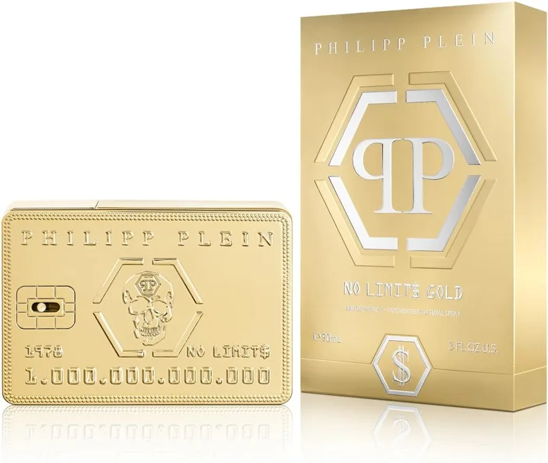 Philipp Plein ▫️ Eau de Parfum No Limits Gold 90 ml - Herrenparfüm - Holz- und Ambernoten - Ein kühner und opulenter Duft - Holziger Amber - Goldlackierter Glasflakon