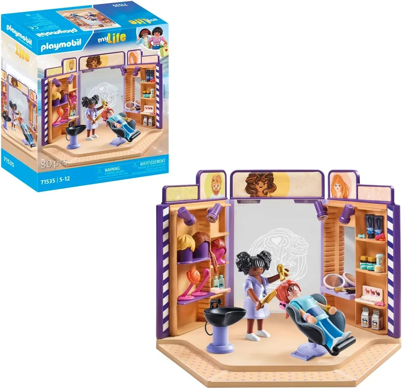 PLAYMOBIL ▫️ myLife 71535 Salão de Cabeleireiro, Penteados e Perucas da Moda para os Clientes, com uma vasta gama de acessórios para experimentar, brinquedos para crianças a partir dos 5 anos