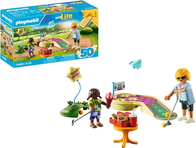 PLAYMOBIL ▫️ myLife 71449 Mini Golf, tacada após tacada até ao golo, com tacos de golfe, bolas e gelado incluídos, brinquedos para crianças a partir dos 4 anos