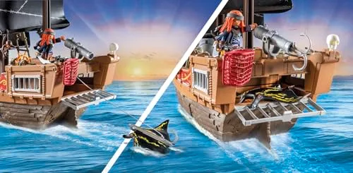 PLAYMOBIL ▫️ Pirates 71530 Grande Navio Pirata, emocionante batalha naval e caça ao tesouro secreta em alto mar, incluindo canhões, projéteis e âncora, brinquedos para crianças a partir dos 4 anos 6