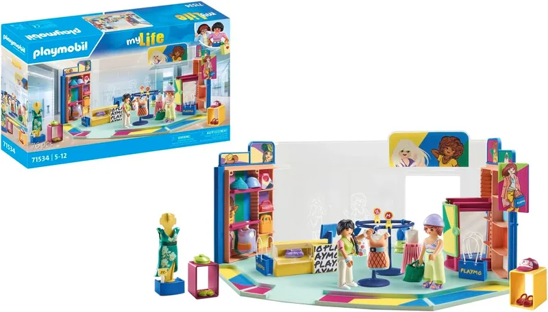 PLAYMOBIL ▫️ myLife 71534 Loja de moda, uma experiência de compras emocionante na loja de moda, que inclui caixa registadora, vitrina e muitas peças de roupa; brinquedos para crianças a partir dos 5 anos