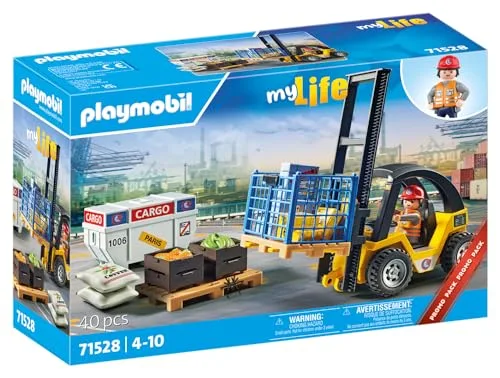 PLAYMOBIL ▫️ myLife Promo Pack 71528 Empilhador, emocionantes tarefas de logística no porto, incluindo paletes e vários artigos em stock, brinquedos para crianças a partir dos 4 anos 2