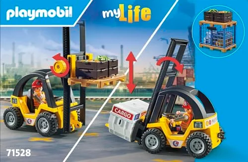 PLAYMOBIL ▫️ myLife Promo Pack 71528 Empilhador, emocionantes tarefas de logística no porto, incluindo paletes e vários artigos em stock, brinquedos para crianças a partir dos 4 anos 5