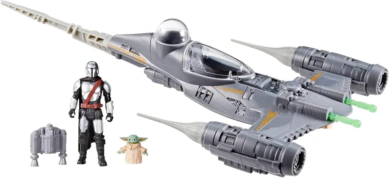 Star Wars ▫️ Epic Hero Series: Caça Estelar N-1 de «The Mandalorian» - Figuras de ação e brinquedos para jogos de interpretação de papéis, nave estelar com o Mandaloriano e o Grogu (Baby Yoda)