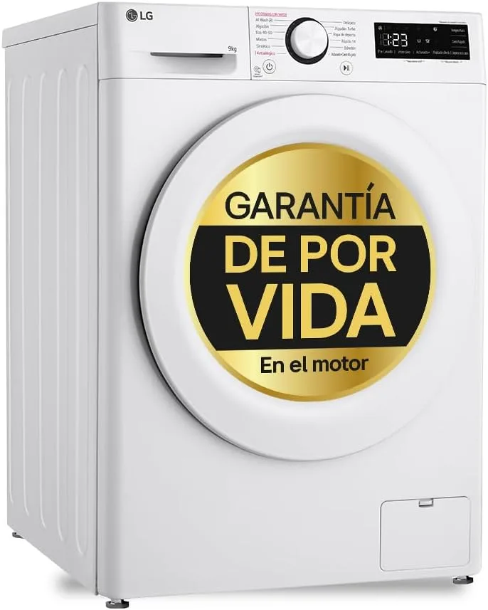 LG ▫️ F4WR5009A3W - Máquina de Lavar Roupa Inteligente, 9kg, AI Diret Drive, 1400rpm, Carregamento Frontal, TurboWash 360°, Turbo Cotton, Vapor, Classificação A, Série 500, Branco