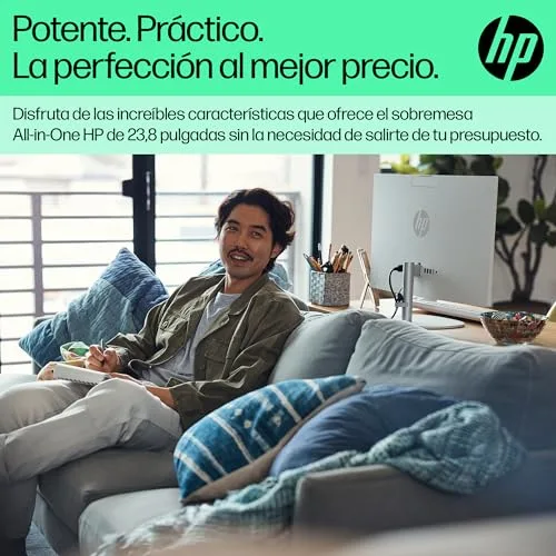 HP ▫️ All-in-One 24-cr0013ss - Computador de secretária de 23,8" FHD (Intel Core i3-N300, 8 GB de RAM, SSD de 512 GB, Intel UHD Graphics, sem sistema operativo) Branco - Teclado QWERTY espanhol 4
