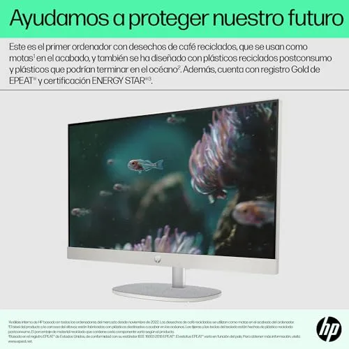 HP ▫️ All-in-One 24-cr0013ss - Computador de secretária de 23,8" FHD (Intel Core i3-N300, 8 GB de RAM, SSD de 512 GB, Intel UHD Graphics, sem sistema operativo) Branco - Teclado QWERTY espanhol 5