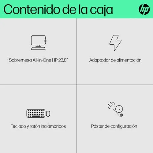 HP ▫️ All-in-One 24-cr0013ss - Computador de secretária de 23,8" FHD (Intel Core i3-N300, 8 GB de RAM, SSD de 512 GB, Intel UHD Graphics, sem sistema operativo) Branco - Teclado QWERTY espanhol 6