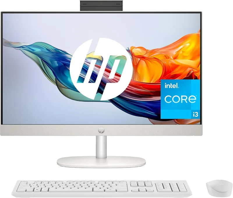 HP ▫️ All-in-One 24-cr0013ss - Computador de secretária de 23,8" FHD (Intel Core i3-N300, 8 GB de RAM, SSD de 512 GB, Intel UHD Graphics, sem sistema operativo) Branco - Teclado QWERTY espanhol