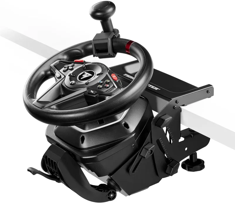 Thrustmaster ▫️ T128 SimTask Pack - Pacote de simulação de camiões e corridas para Xbox Series X|S, Xbox One e PC (inclui volante T128, pedais e suporte inclinável Steering Kit) Preto