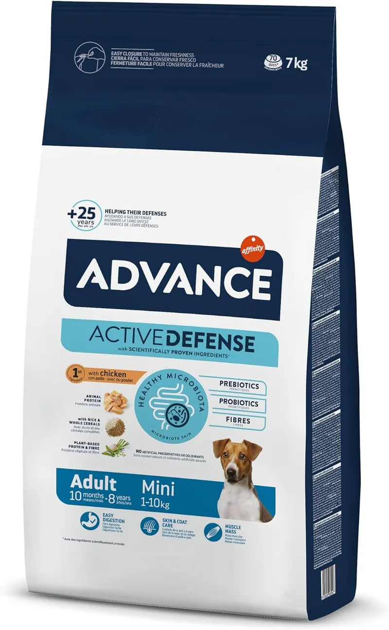 Advance ▫️ Mini Adult Chicken, Ração para cães adultos de raças pequenas com frango, 7 kg