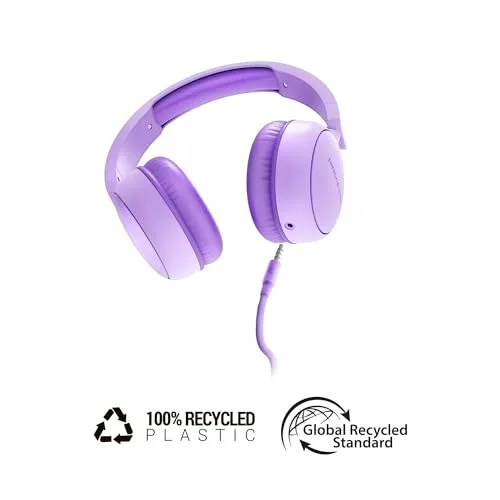 Energy Sistem ▫️ Auscultadores com arnês (plástico 100% reciclado, cabo removível, microfone, assistente de voz) - Branco (Lavanda) 2
