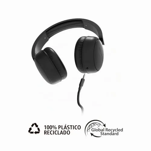 Energy Sistem ▫️ Auscultadores com arnês (plástico 100% reciclado, cabo removível, microfone, assistente de voz) - (Preto) 2