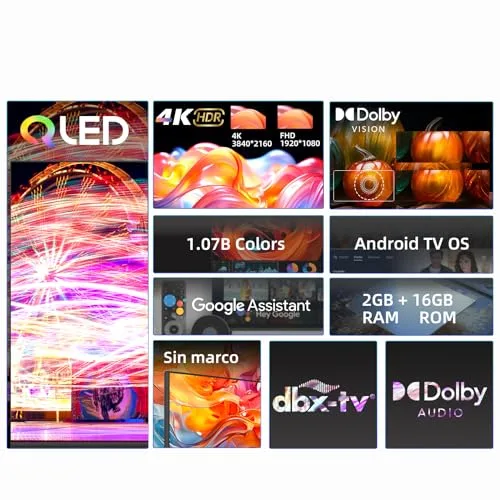 CHiQ ▫️ U55QG7V - Smart TV de 55 polegadas com ecrã QLED, UHD, Dolby Vision HDR10, compatível com Alexa, Assistente do Google, BT 5.0, HDMI 2.0, USB 2.0, H.264, H.265, modelo preto de 2023 3