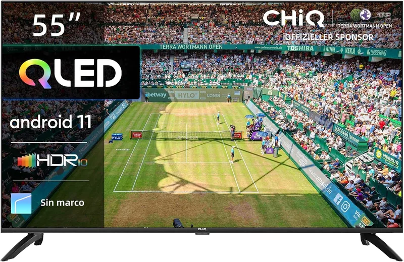 CHiQ ▫️ U55QG7V - Smart TV de 55 polegadas com ecrã QLED, UHD, Dolby Vision HDR10, compatível com Alexa, Assistente do Google, BT 5.0, HDMI 2.0, USB 2.0, H.264, H.265, modelo preto de 2023