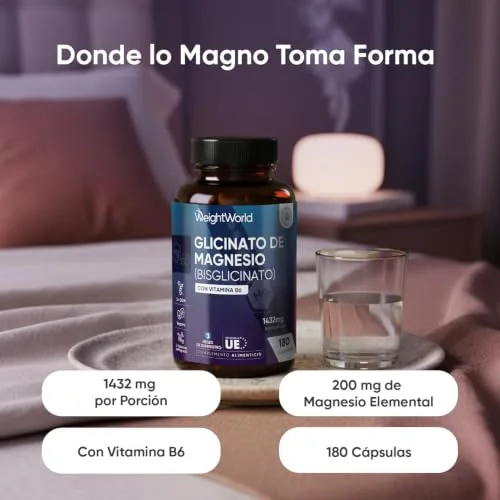 WeightWorld ▫️ Glicinato de magnésio 1432 mg com vitamina B6 – 180 cápsulas veganas 2
