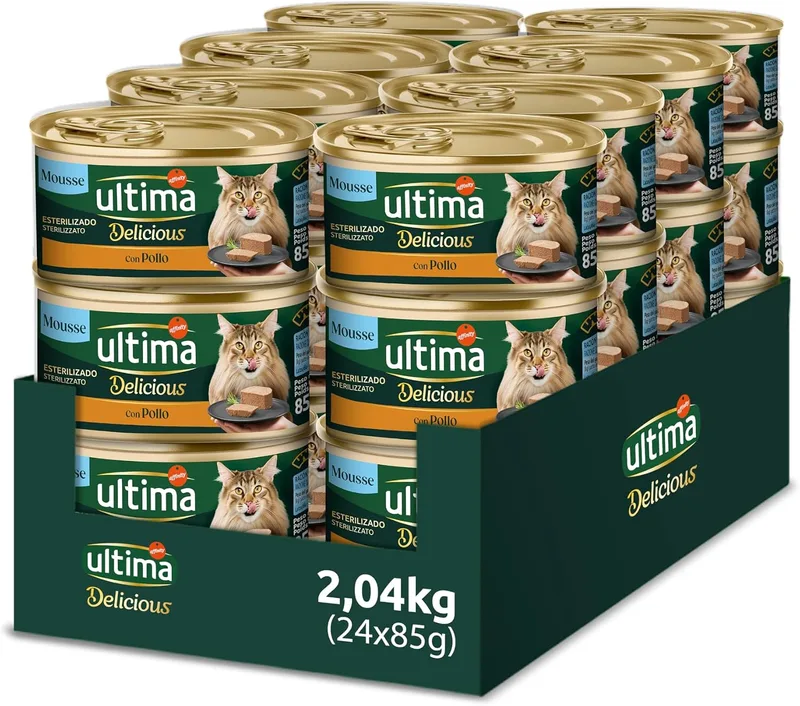 ultima ▫️ Fit & Delicious Comida Húmida para Gatos - Mousse de Frango: 24 latas de 85 g