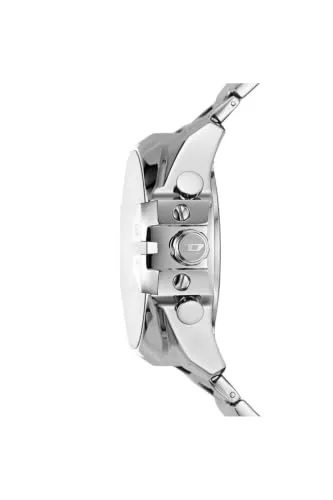 Diesel ▫️ Relógio Mega Chief para homem, movimento Ana-Digi com bracelete em silicone, aço inoxidável ou pele, 51 mm, tom prateado 6