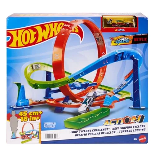 Hot Wheels ▫️ Circuito Action Loop Cyclone Challenge e Carro de Brincar 6
