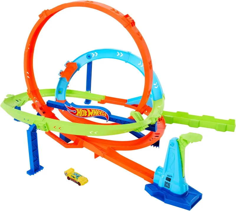 Hot Wheels ▫️ Circuito Action Loop Cyclone Challenge e Carro de Brincar