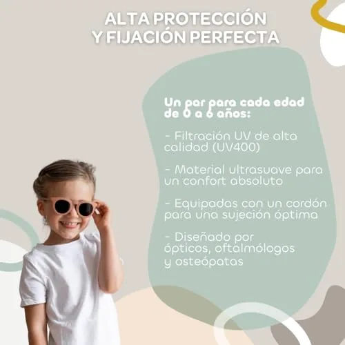 Béaba ▫️ Óculos de Sol para Crianças dos 4 aos 6 Anos, Proteção 100% contra os raios UV - CAT 3, Proteção Lateral, Conforto Ótimo, Hastes Ajustáveis a 360°, Adaptáveis à Visão 3