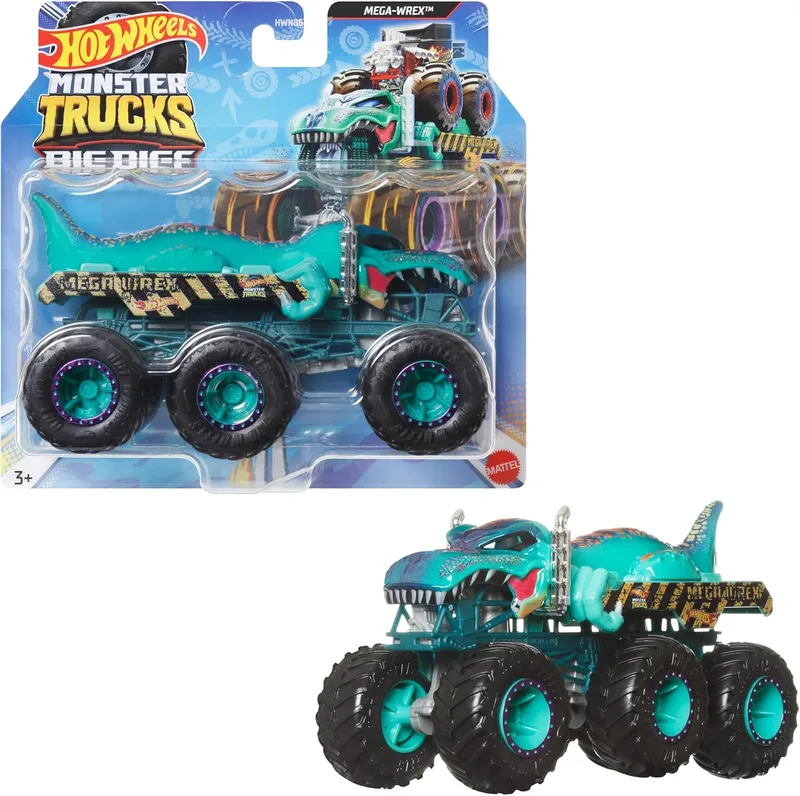 Hot Wheels ▫️ Monster Trucks Big Rigs Carro de Brinquedo com Grandes Rodas Transportando e Rebocando Outros Veículos (Estilos Sortidos, Sortido Aleatório), +3 anos, HWN86