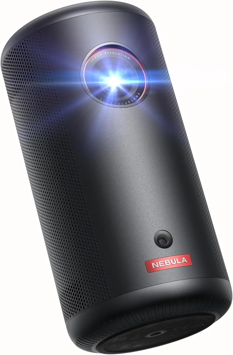 NEBULA ▫️ Capsule 3 Mini: projetor portátil 1080p, Wi-Fi, 200 lúmenes ANSI, Google TV, Netflix, Dolby Digital, imagem de 120 polegadas, bateria integrada, 2,5 h