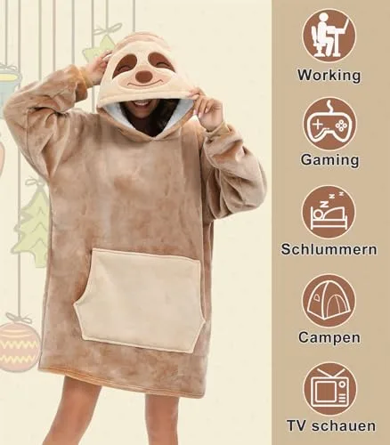 LATH.PIN ▫️ Panda – Camisola grande com capuz em flanela, unissexo 2
