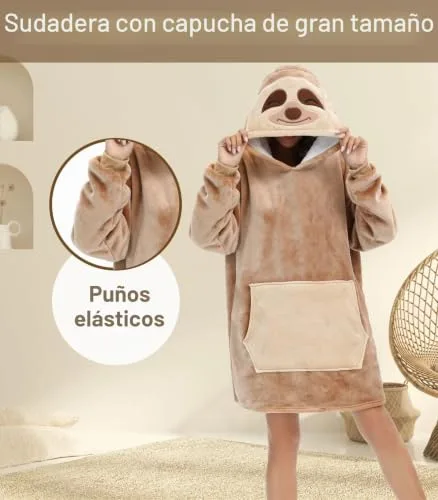 LATH.PIN ▫️ Panda – Camisola grande com capuz em flanela, unissexo 5