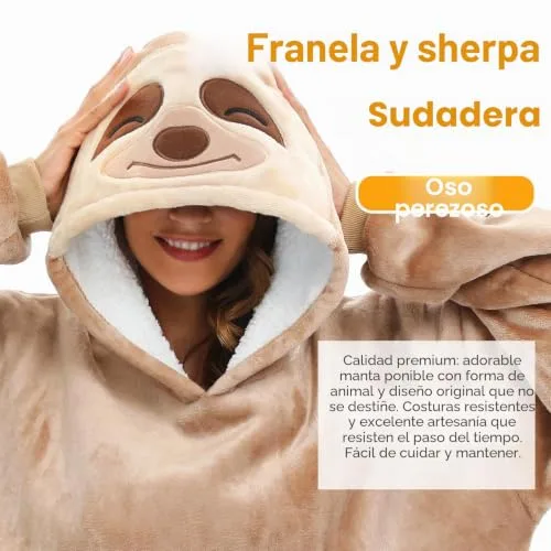 LATH.PIN ▫️ Panda – Camisola grande com capuz em flanela, unissexo 7
