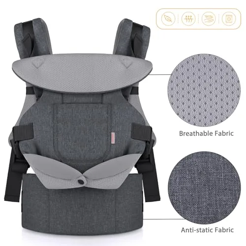 GAGAKU ▫️ Mochila de transporte para bebés para bebés dos 0 aos 36 meses, modelo Advanced 4 em 1, com transporte ergonómico e fácil de usar, com a possibilidade de transportar o bebé virado para a frente ou para trás – cinzento escuro 3