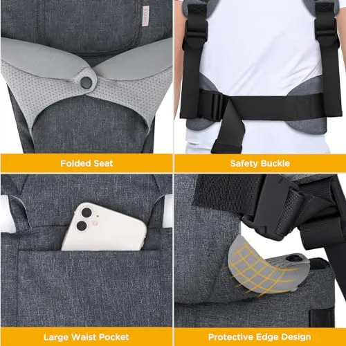 GAGAKU ▫️ Mochila de transporte para bebés para bebés dos 0 aos 36 meses, modelo Advanced 4 em 1, com transporte ergonómico e fácil de usar, com a possibilidade de transportar o bebé virado para a frente ou para trás – cinzento escuro 4