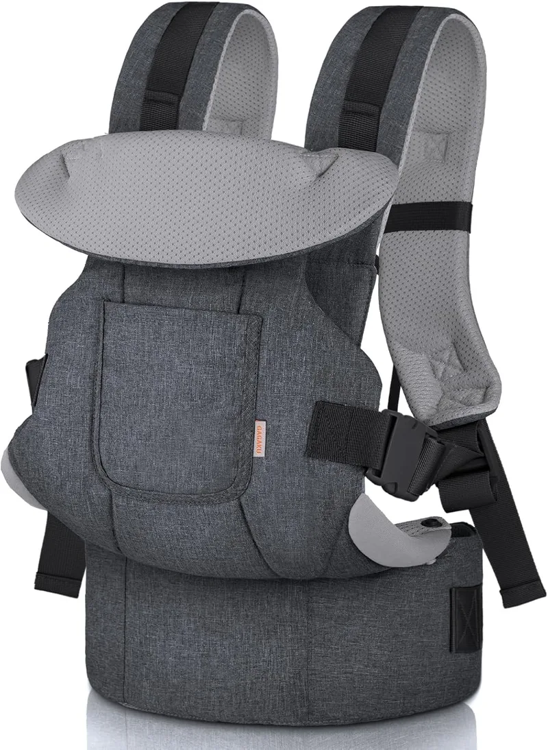 GAGAKU ▫️ Mochila de transporte para bebés para bebés dos 0 aos 36 meses, modelo Advanced 4 em 1, com transporte ergonómico e fácil de usar, com a possibilidade de transportar o bebé virado para a frente ou para trás – cinzento escuro