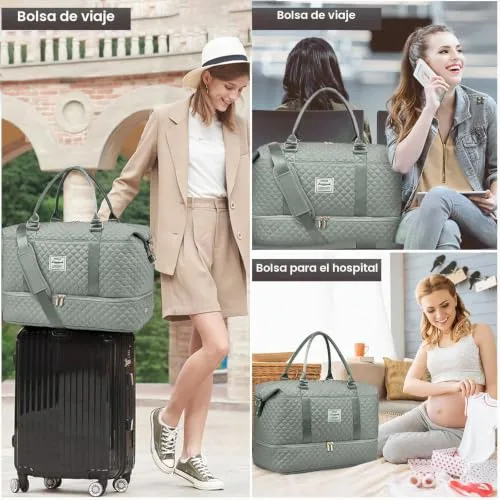LOVEVOOK ▫️ Mala de viagem para mulher, mala desportiva grande para mulher, malas de cabine de avião, mala de viagem, mala de maternidade para o hospital, bagagem de mão com bolsa de higiene e organizador para viagens, ginásio, praia e sauna 6