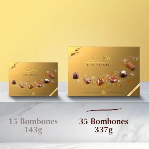 Lindt ▫️ Dulces Deseos Caixa de bombons de chocolate variados, chocolate de leite, chocolate preto, chocolate branco, bombons para oferecer, caixa de bombons, 337 g 2