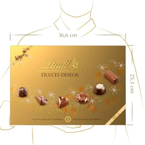 Lindt ▫️ Dulces Deseos Caixa de bombons de chocolate variados, chocolate de leite, chocolate preto, chocolate branco, bombons para oferecer, caixa de bombons, 337 g 3