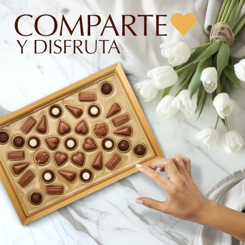 Lindt ▫️ Dulces Deseos Caixa de bombons de chocolate variados, chocolate de leite, chocolate preto, chocolate branco, bombons para oferecer, caixa de bombons, 337 g 6