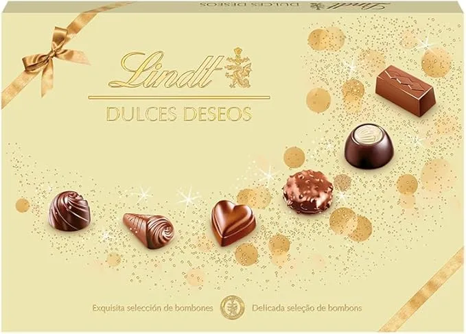 Lindt ▫️ Sweet Wishes Caixa de chocolates sortidos, chocolate de leite, chocolate preto, chocolate branco, chocolates para oferecer, caixa de chocolates, 337 g