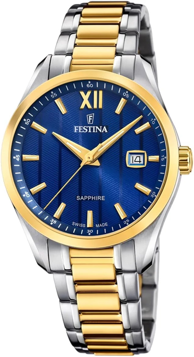 Festina ▫️ Relógio analógico Swiss Made para homem, em aço inoxidável 316L