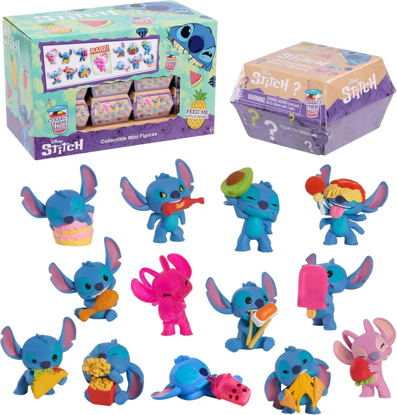 Just Play ▫️ Mini-figuras coleccionáveis do Stitch da Disney, em caixa surpresa, 5 cm de altura, os desenhos podem variar; brinquedos para crianças a partir dos 3 anos