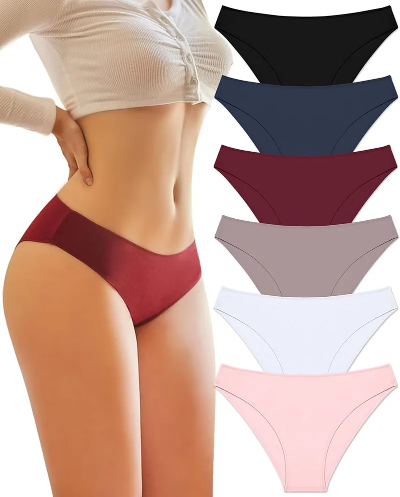 BeReady ▫️ Cuecas de Algodão para Mulher, Cuecas Elásticas, Roupa Interior Feminina, Cuecas de Algodão, Culotte de Cintura Média, Roupa Interior Feminina, Confortáveis e Sensuais, Conjunto de 6