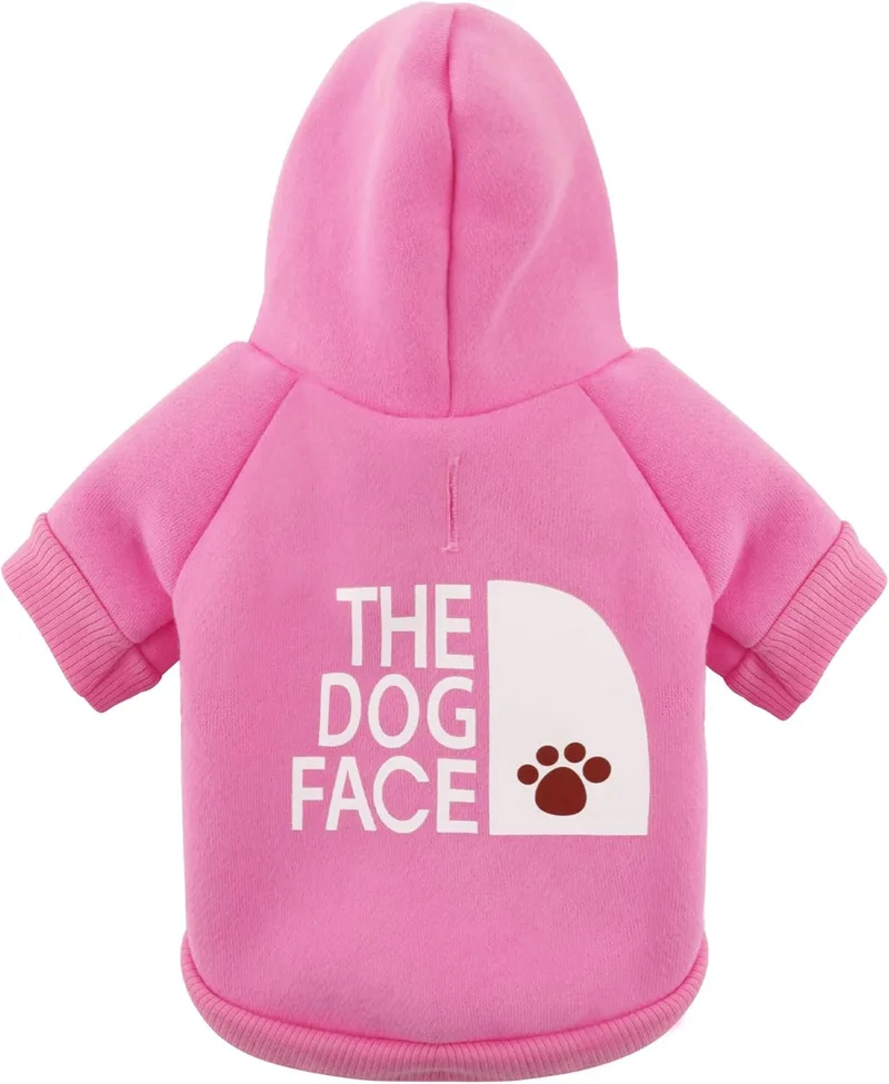 Paiaite ▫️ Camisola com capuz para cães da raça Chihuahua, rosa quente e elegante, com estampado «The Dog Face», roupa para animais de estimação e casaco «tudo num», para o inverno e para as noites frescas de verão, rosa, XL