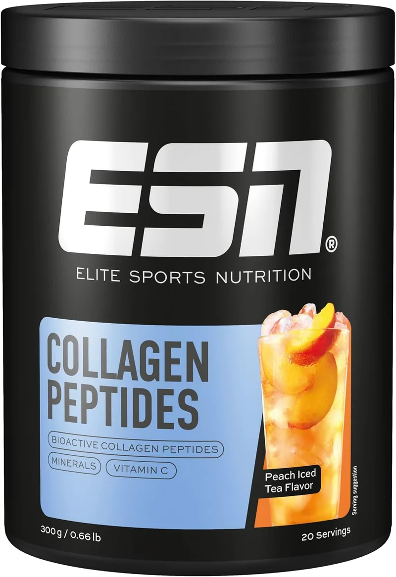 ESN ▫️ Peptídeos de colagénio, chá gelado de pêssego, 300 g. Fabricado na Alemanha