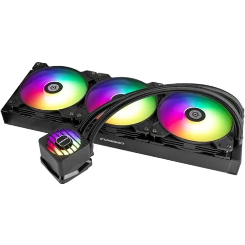 enermax ▫️ LIQMAXFLO 420 mm – Sistema de arrefecimento líquido AIO para CPU - Bomba de dupla câmara de alto rendimento - Ventilador ARGB para VRM - TDP de 420 W+ - 3 ventiladores silenciosos PWM ARGB de 140 mm - LGA 1700 e AM5/AM4 – Preto 3