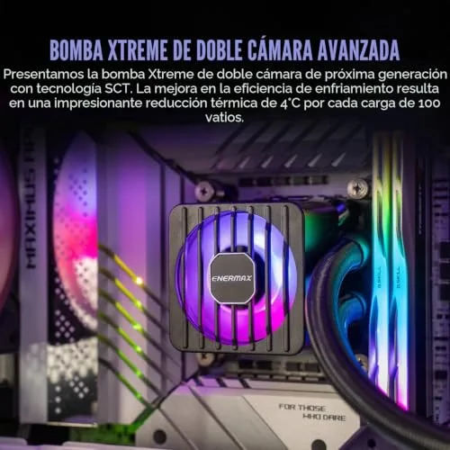 enermax ▫️ LIQMAXFLO 420 mm – Sistema de arrefecimento líquido AIO para CPU - Bomba de dupla câmara de alto rendimento - Ventilador ARGB para VRM - TDP de 420 W+ - 3 ventiladores silenciosos PWM ARGB de 140 mm - LGA 1700 e AM5/AM4 – Preto 6