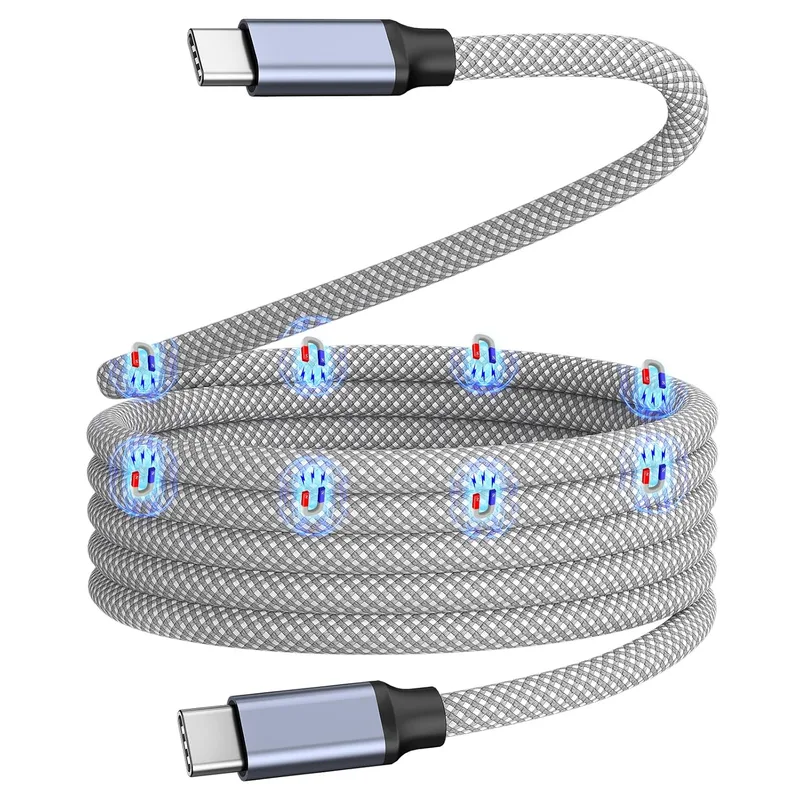 Magtame ▫️ Cabo USB-C cabo de carregamento magnético, cabo USB-C para USB-C de 3,3 pés, cabo de carregamento rápido USB-C com revestimento em nylon